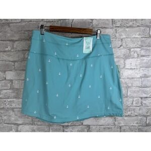 Coral Bay Energy Skort Skirt w/Shorts Aqua Blue with White Anchors‎ Pull On PXL